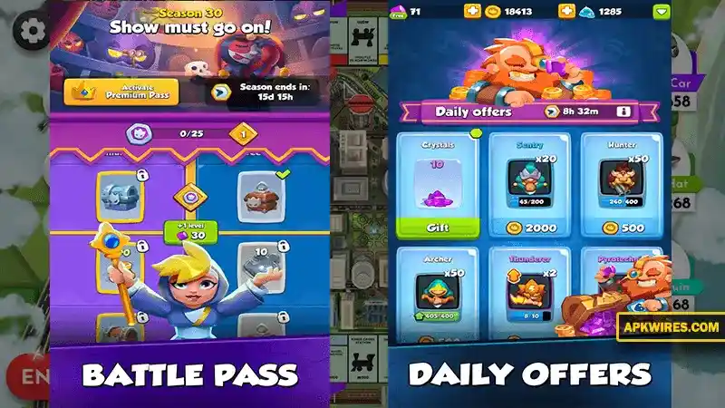daily offers and passes in rush royale